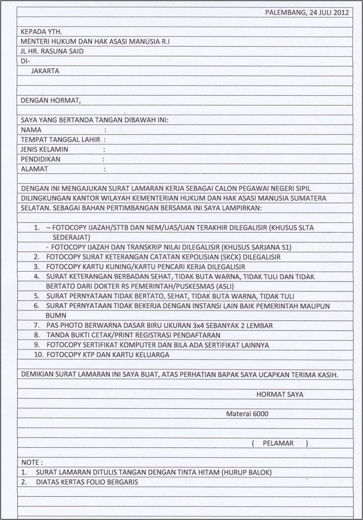 Contoh Surat Lamaran Yang Menarik Dan Benar Surat Lamaran Kerja