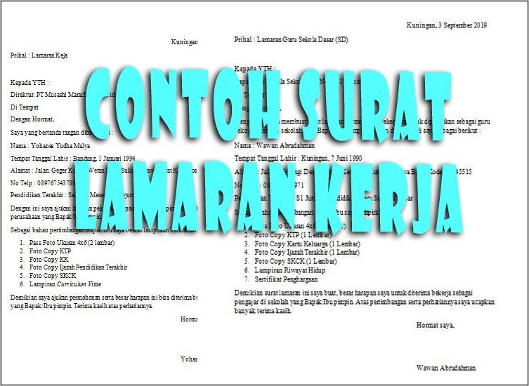 Contoh Cv Dan Surat Lamaran Kerja Tulis Tangan