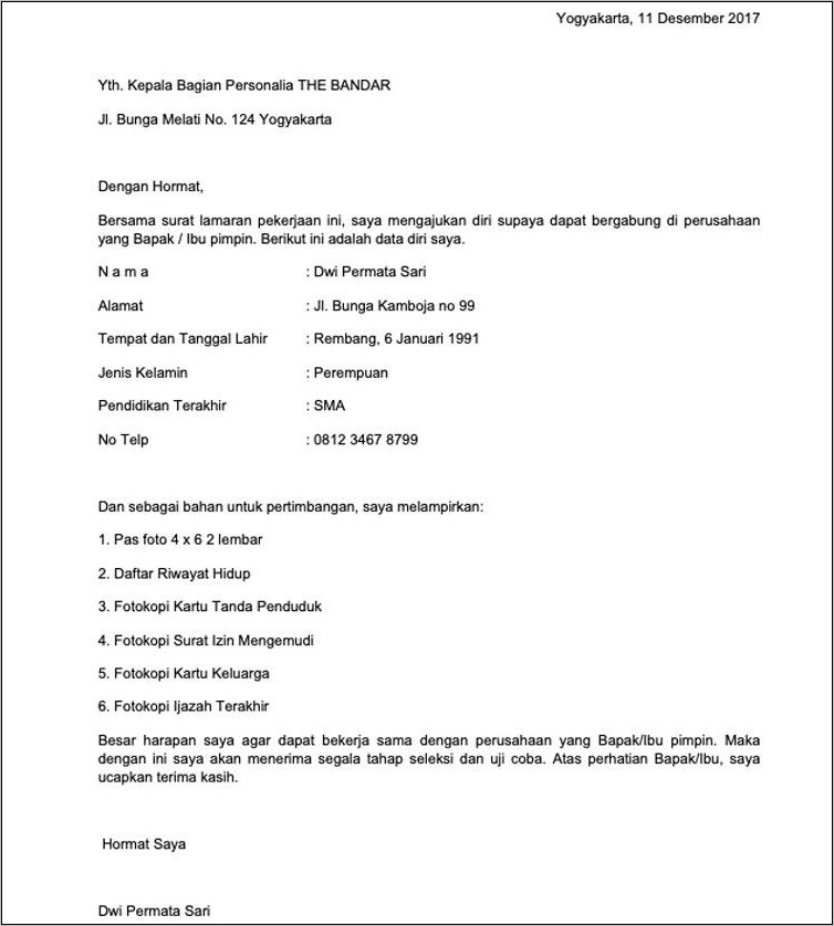 Contoh Format Surat Lamaran Pekerjaan Rsud Dr R Koesma Tuban