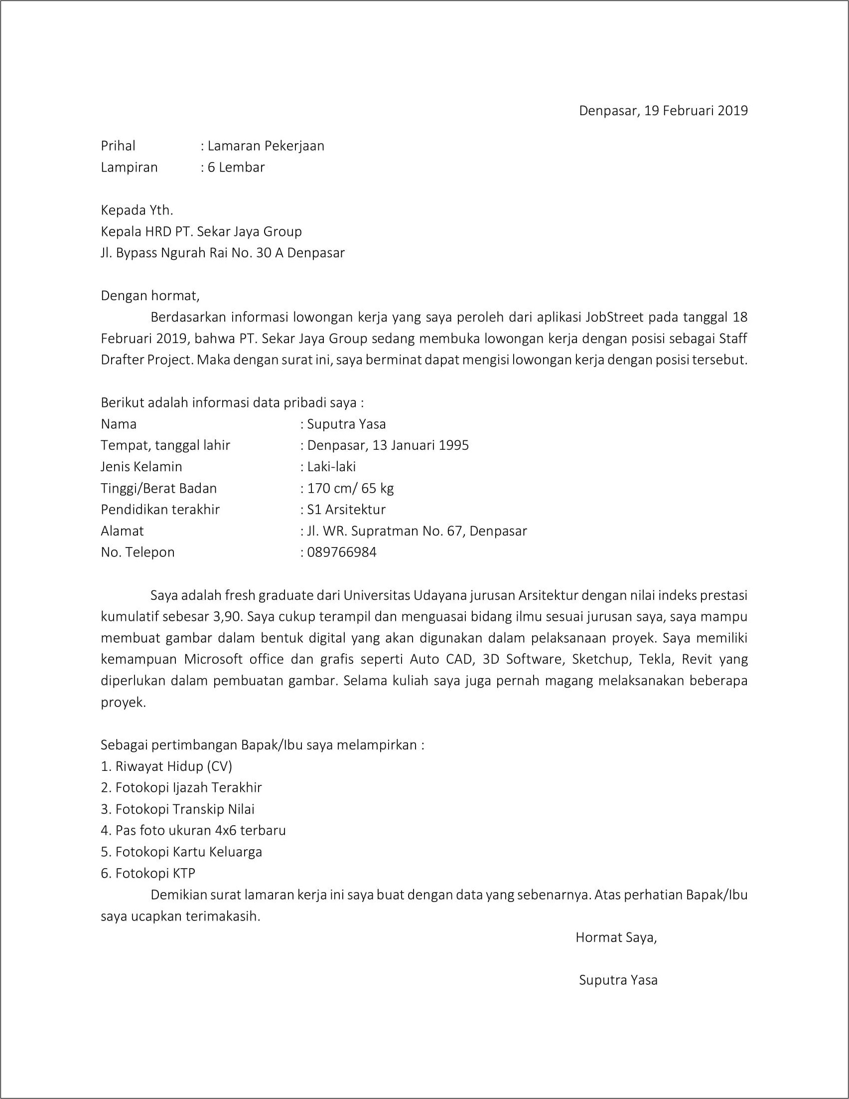 Contoh Gambar Surat Resmi Lamaran 1