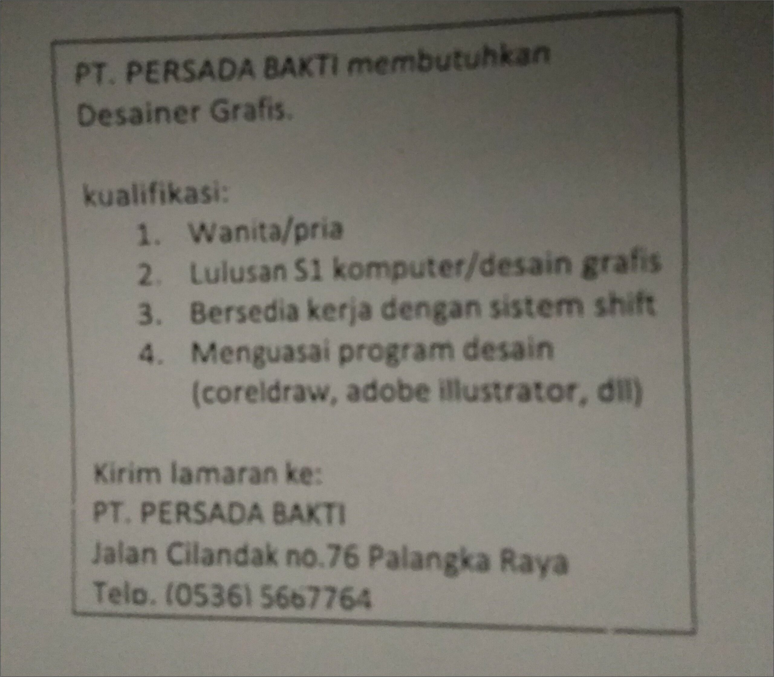 Contoh Iklan Untuk Surat Lamaran Kerja