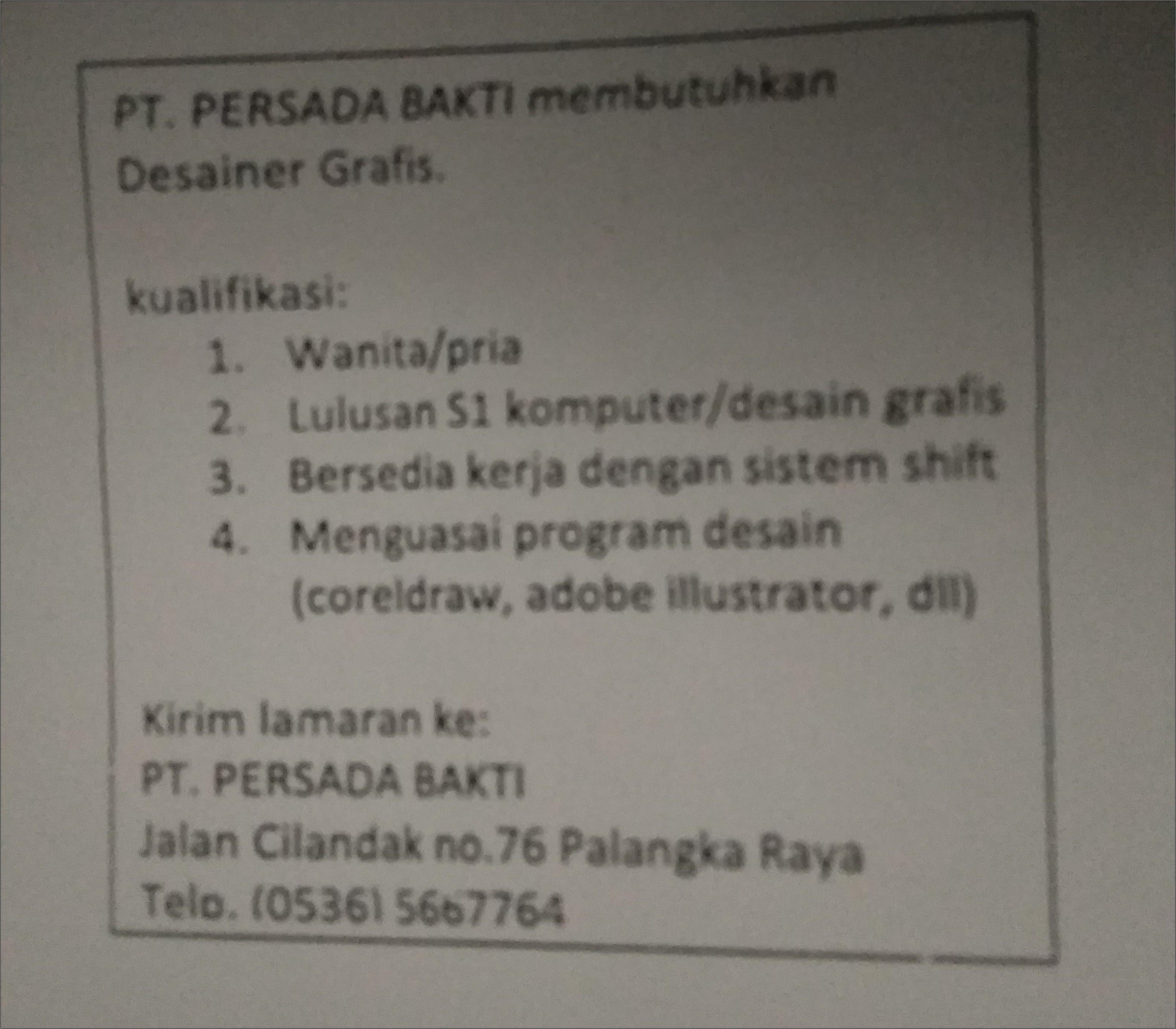 Contoh Iklan Untuk Surat Lamaran Kerja