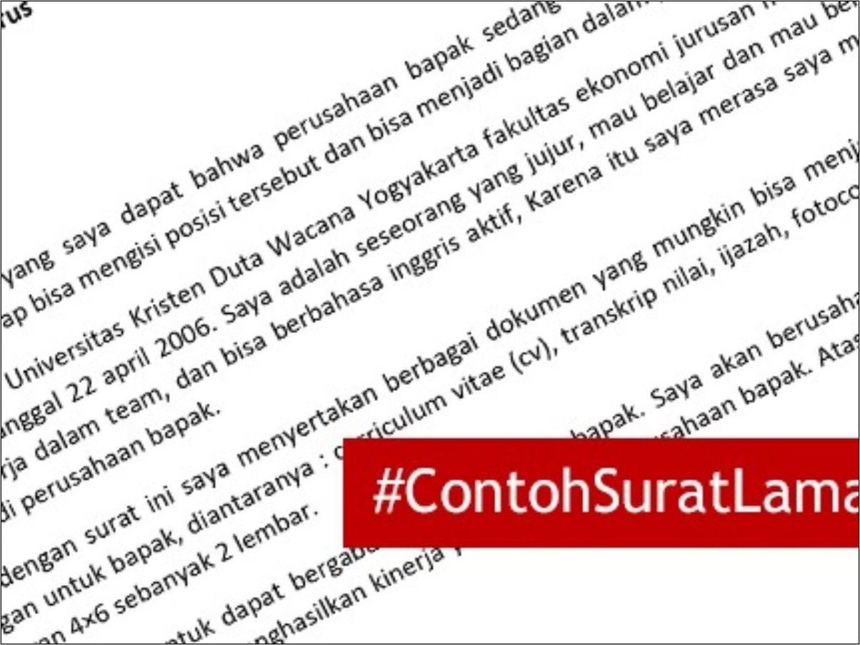 Contoh Kepala Surat Lamaran Pekerjaan