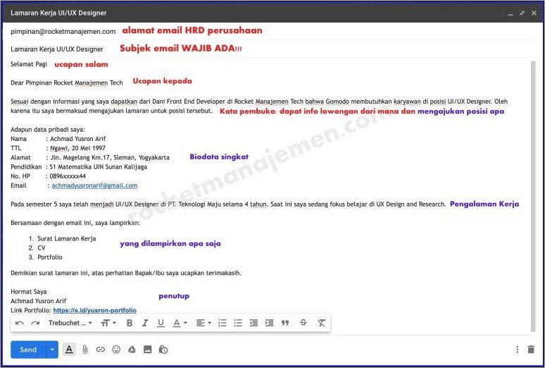 Contoh Mengirim Surat Lamaran Melalu Gmail