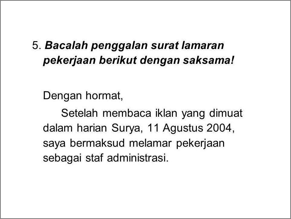 Contoh Soal Dan Pembahasan Un Surat Lamaran Tanyatanya