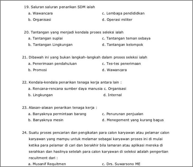 Contoh Soal Surat Lamaran Beserta Jawabannya