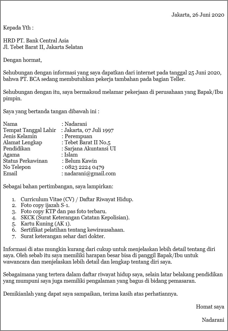 Contoh Surat Balasan Lamaran Kerja Sebagai Direktur