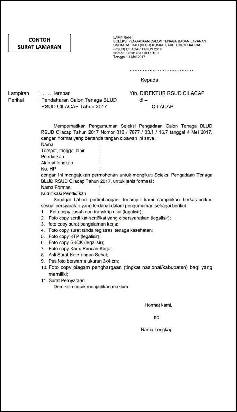 Contoh Surat Dokter Untuk Lamaran Kerja