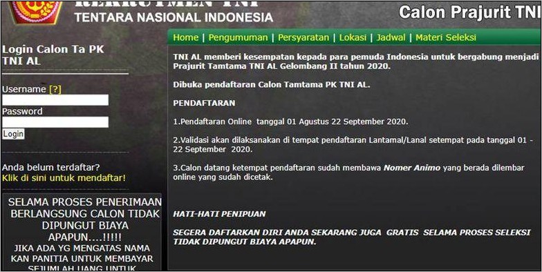 Contoh Surat Domisili Pelamaran Tentara