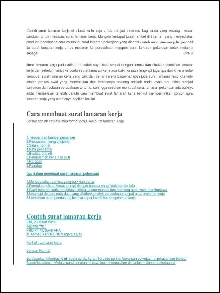 Contoh Surat Lamaran Berbahasa Bali