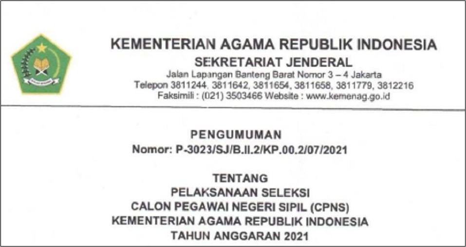 Contoh Surat Lamaran Cpns 2019 Provinsi Banten