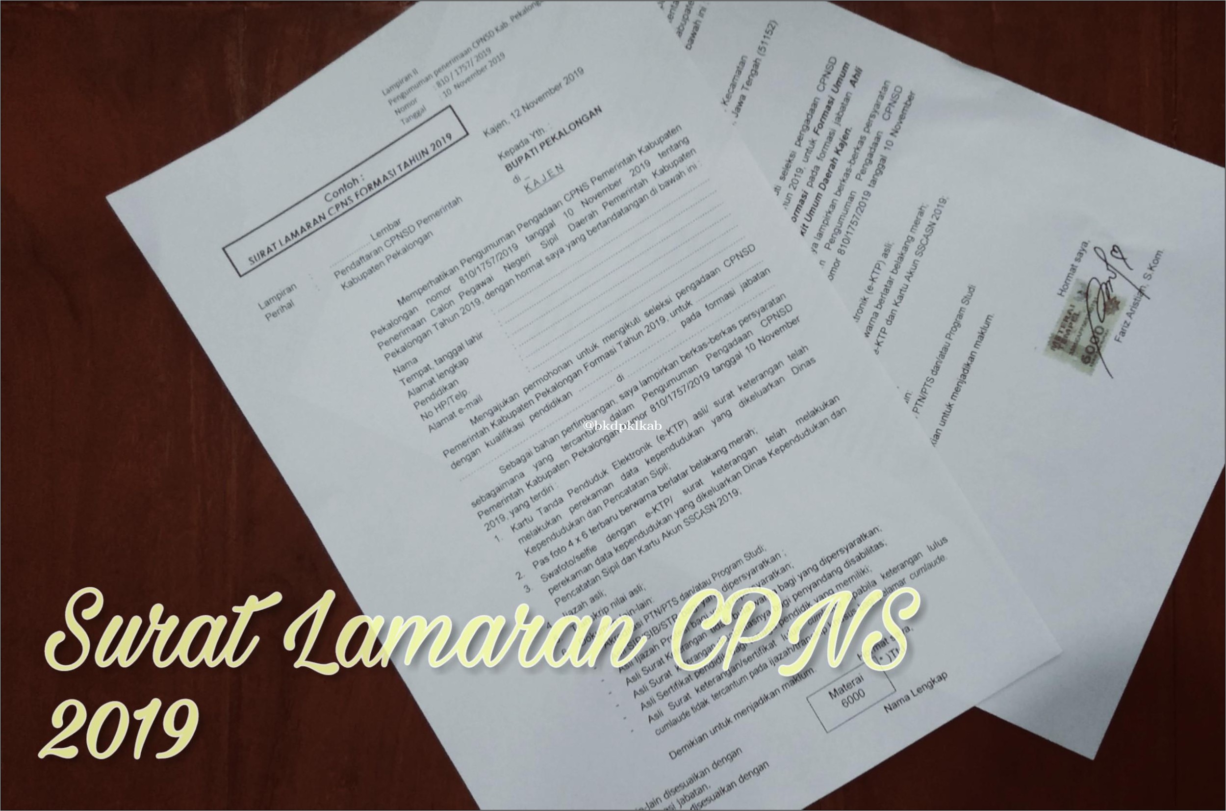 Contoh Surat Lamaran Cpns 2019 Tulis Tangan Untuk Bupati