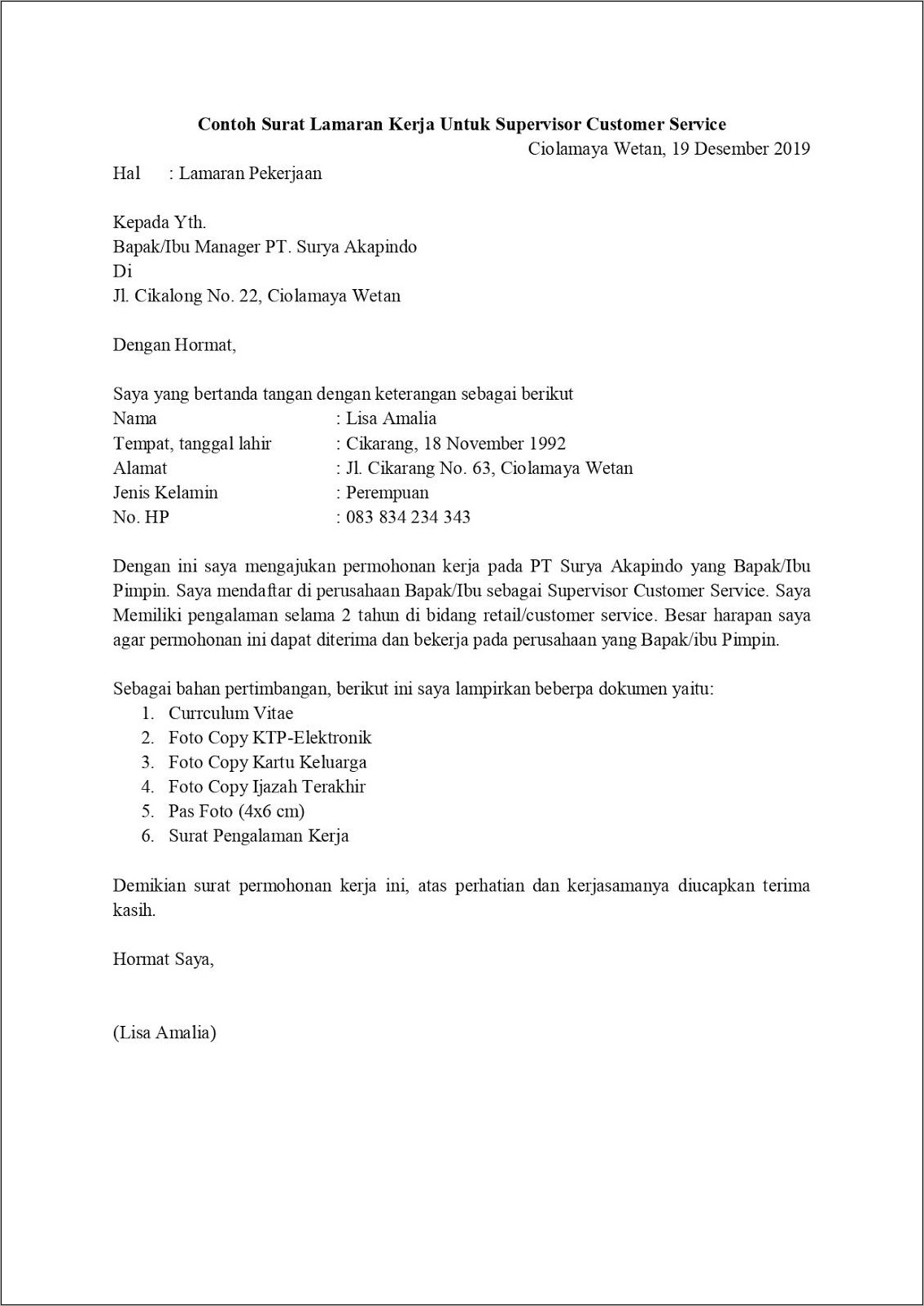 Contoh Surat Lamaran Kerja Ke Samsung