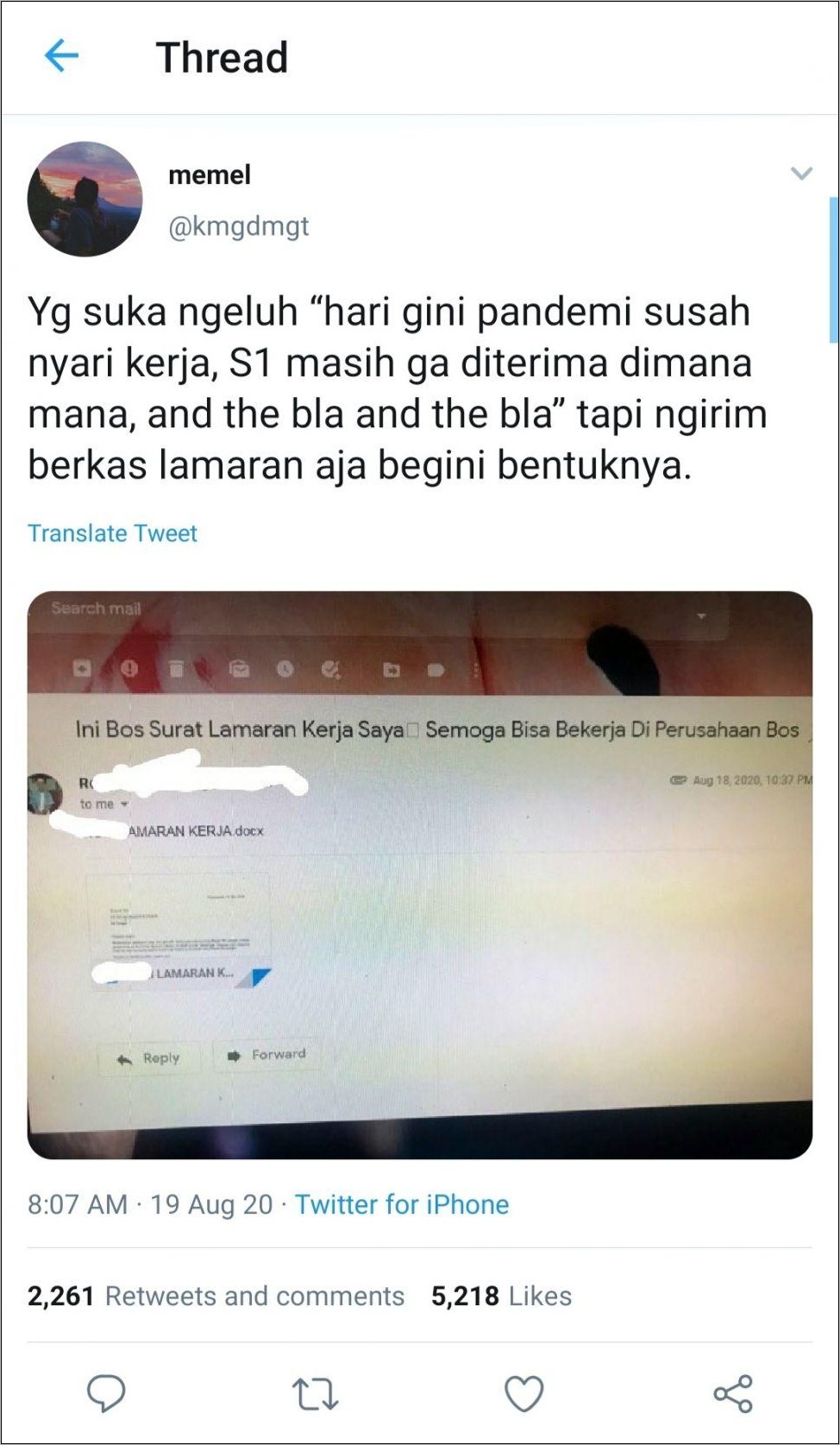 Contoh Surat Lamaran Kerja Langsung