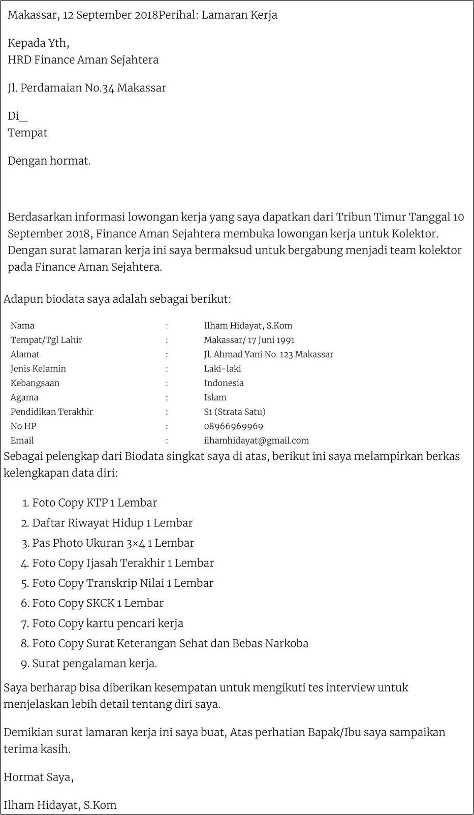 Contoh Surat Lamaran Kerja Perawat Di Dinas Kesehatan