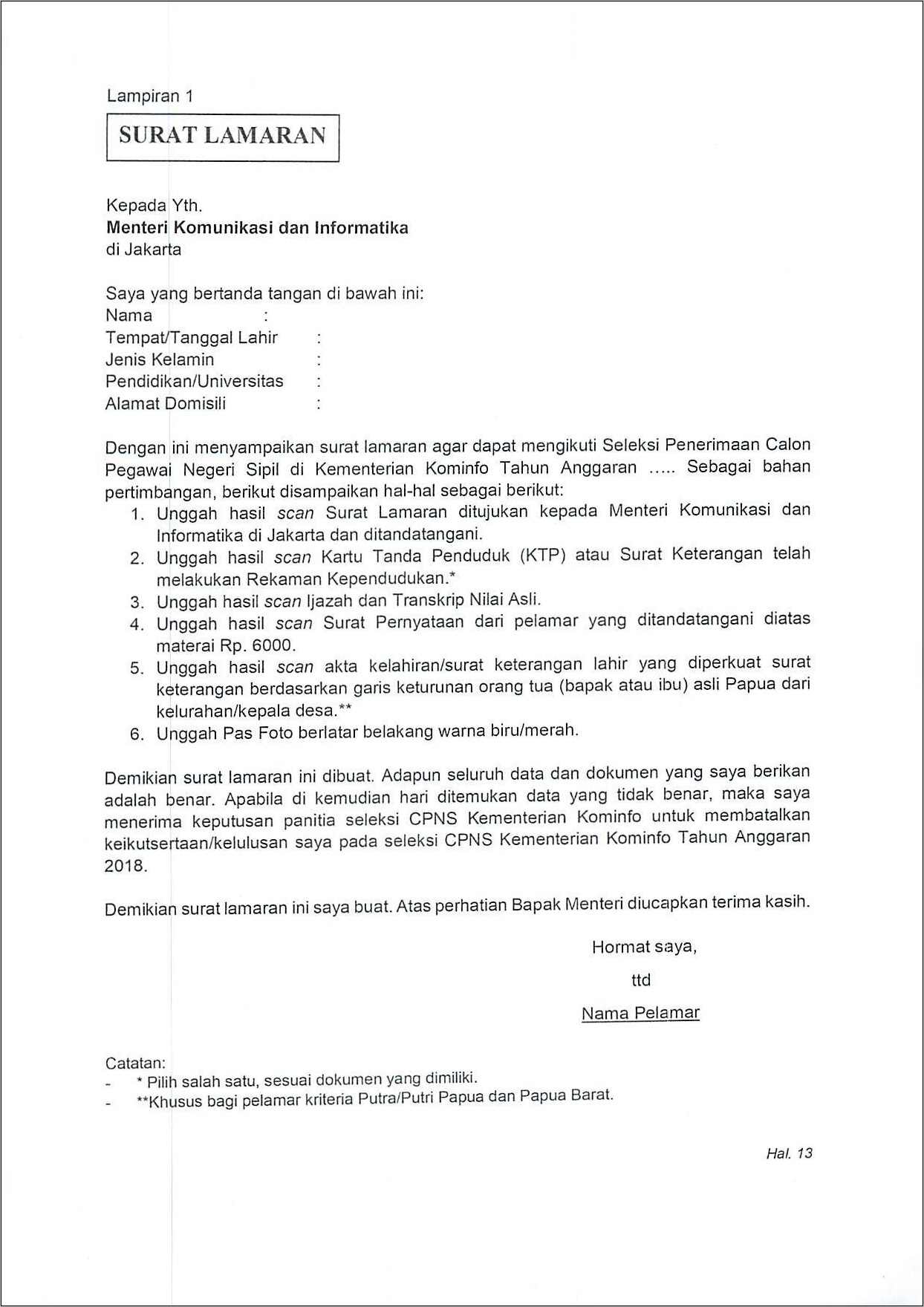 Contoh Surat Lamaran Kerja Pertanian