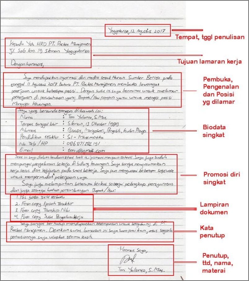 Contoh Surat Lamaran Kerja Yang Baik Dan Efektif