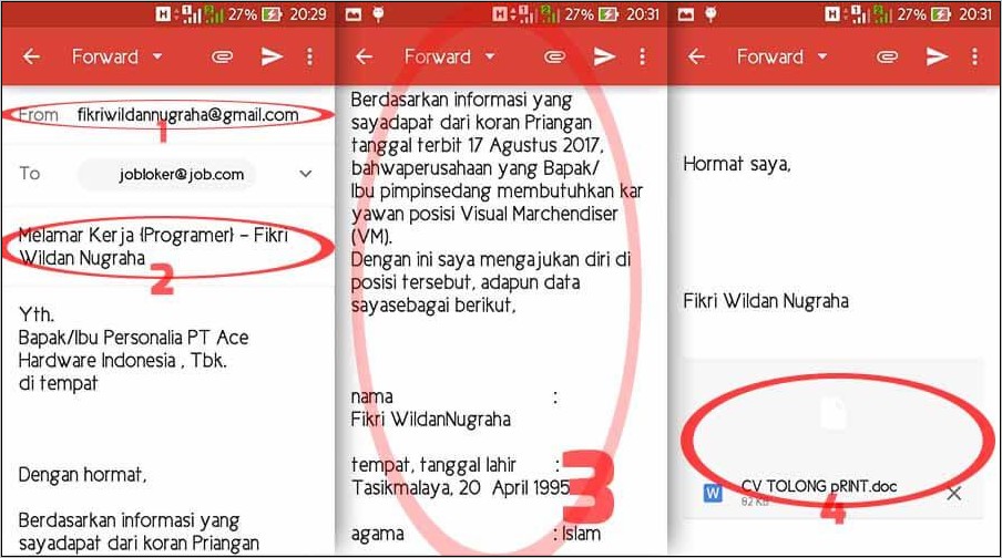 Contoh Surat Lamaran Lewat Email Bahasa Indonesia