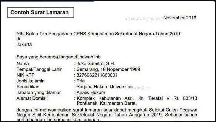 Contoh Surat Lamaran Untuk Perawat