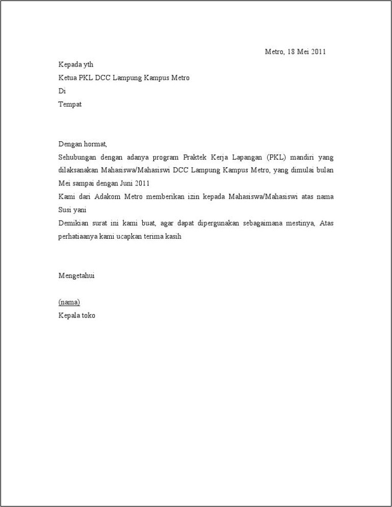 Contoh Surat Di Terima Kerja