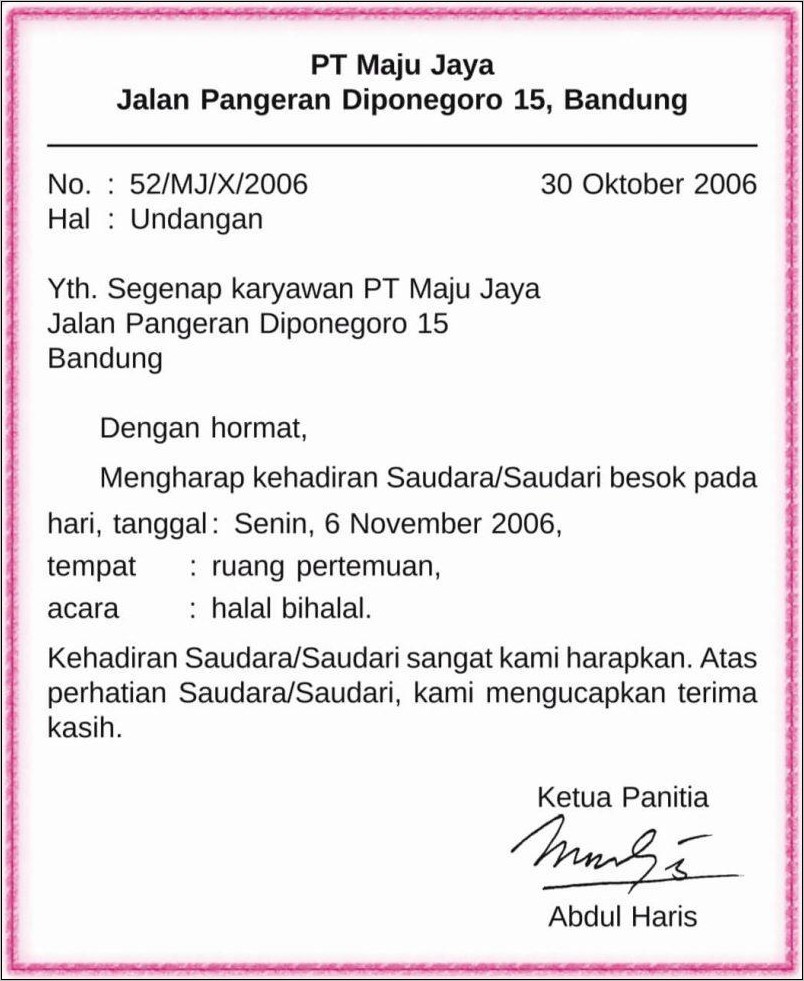 Contoh Surat Dinas Kerja Perusahaan