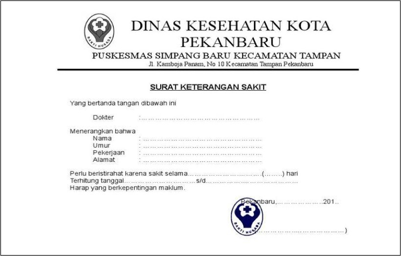 Contoh Surat Istirahat Kerja