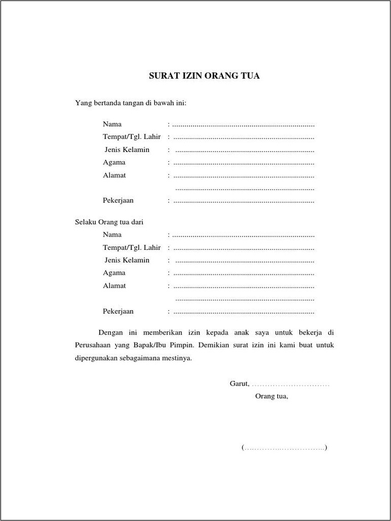Contoh Surat Izin Orang Tua Untuk Bekerja Di Pt.docx