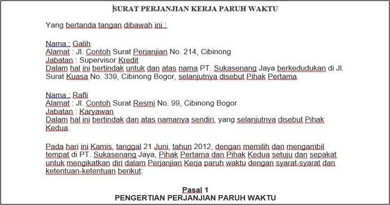 Contoh Surat Jeda Kontrak Kerja