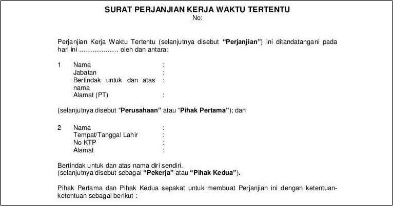 Contoh Surat Kerja Pegawai