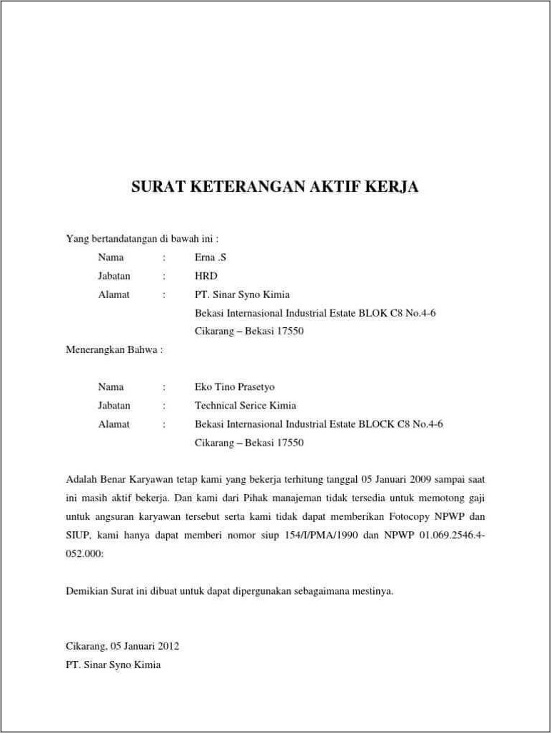 Contoh Surat Keterangan Belom Bekerja