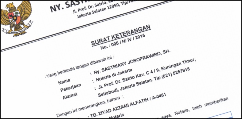 Contoh Surat Keterangan Kerja 2019