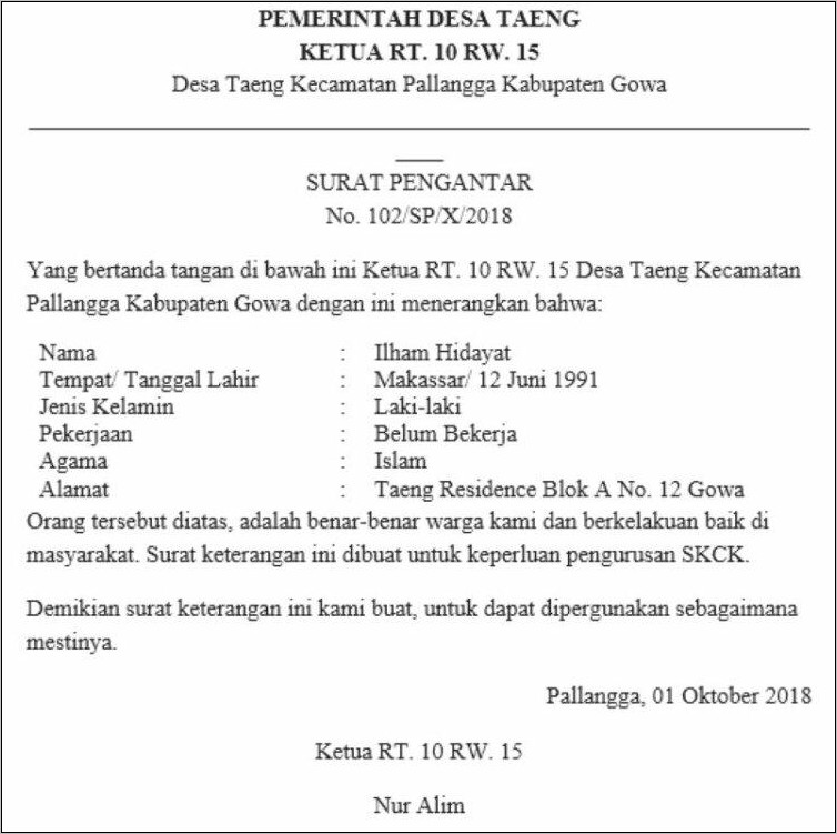 Contoh Surat Keterangan Kerja Homemade