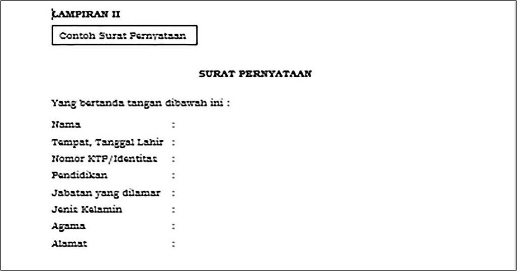 Contoh Surat Keterangan Kerja Kementerian