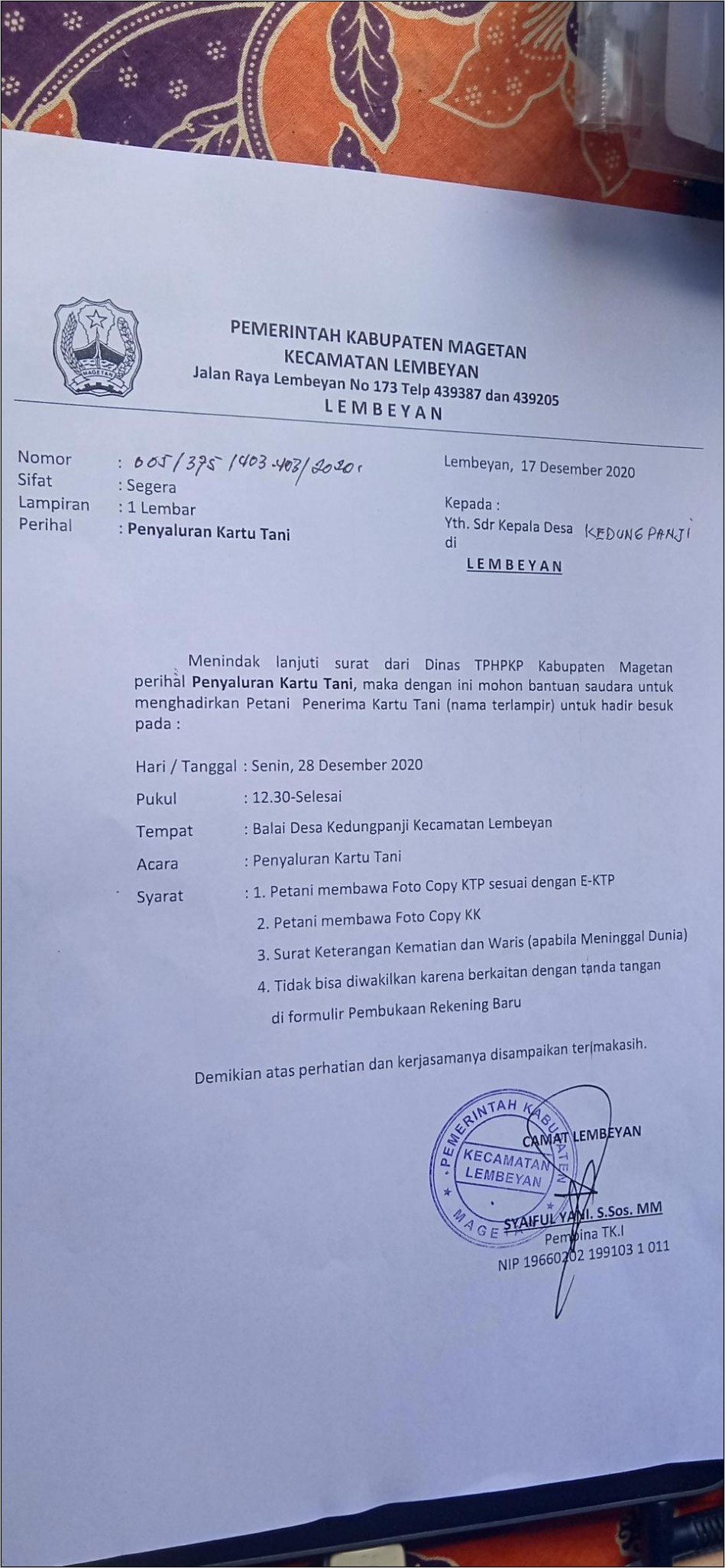 Contoh Surat Keteranggan Pemadaman Listrik Karna Pekerjaan