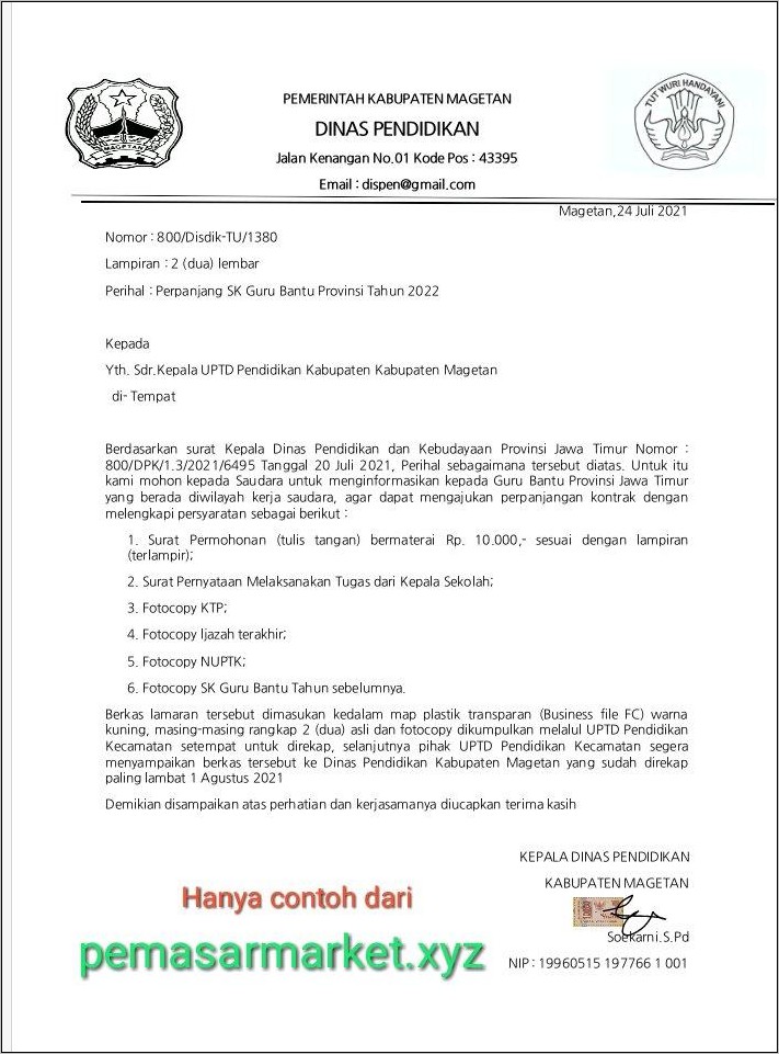 Contoh Surat Kontrak Kerja Karyawan Hotel