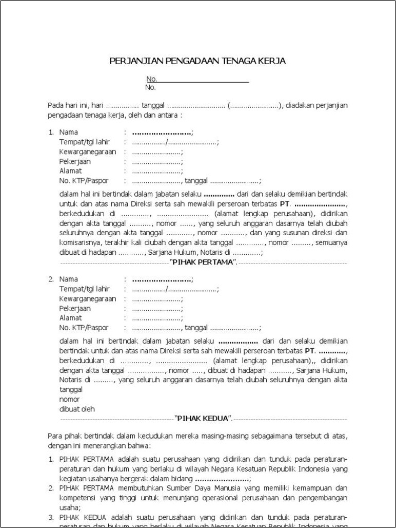 Contoh Surat Kontrak Kerja Karyawan Sopir Di Perusahann