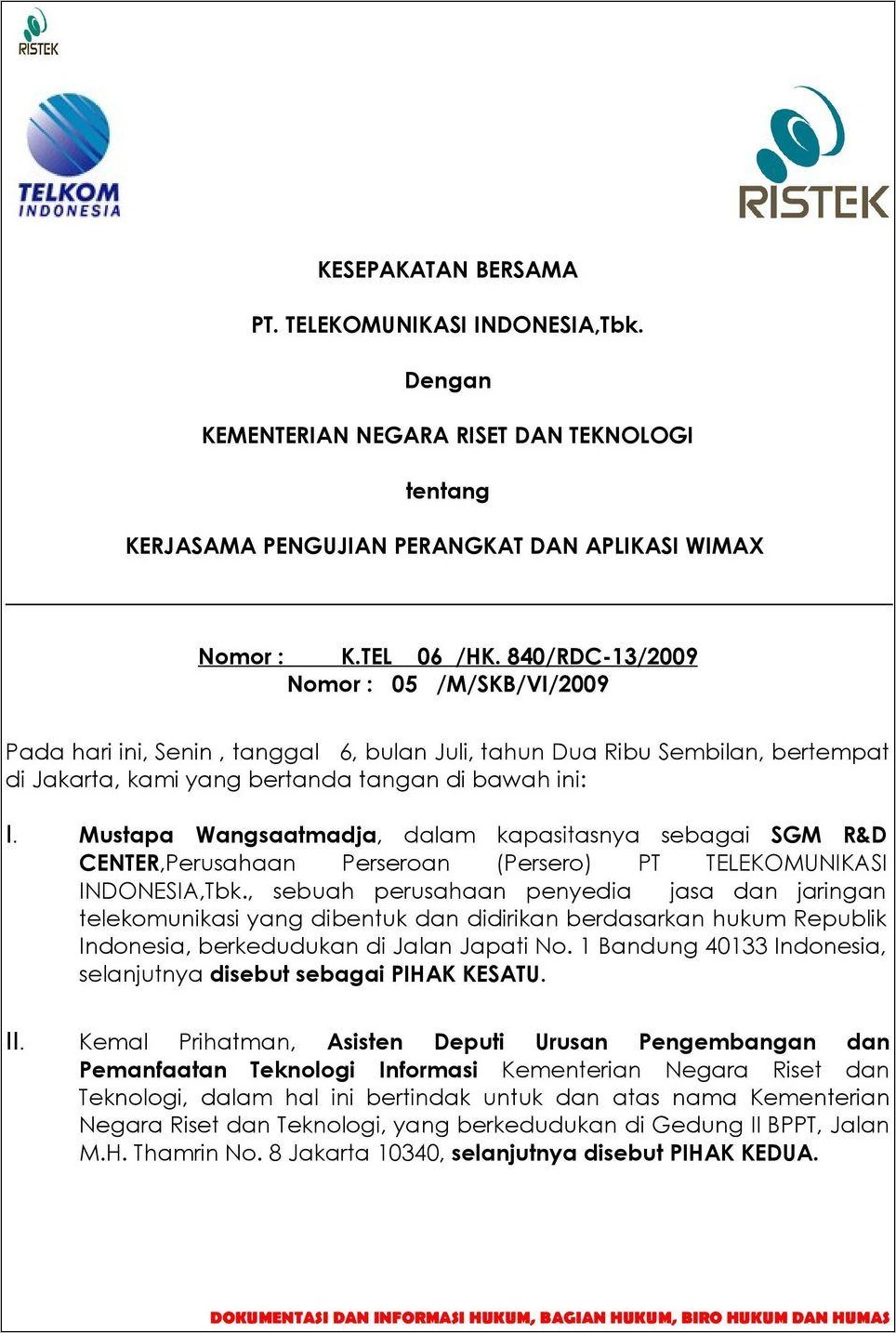 Contoh Surat Kontrak Kerja Karyawan Tetap Pt Telkom Indonesia