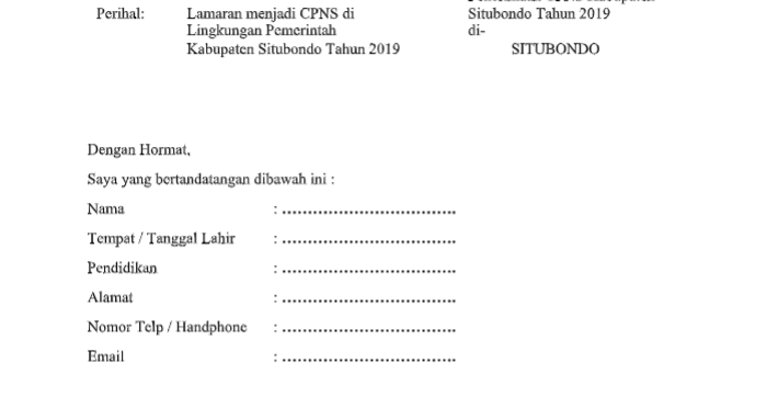 Contoh Surat Lamaran Cpns Kab Gorontalo 2019