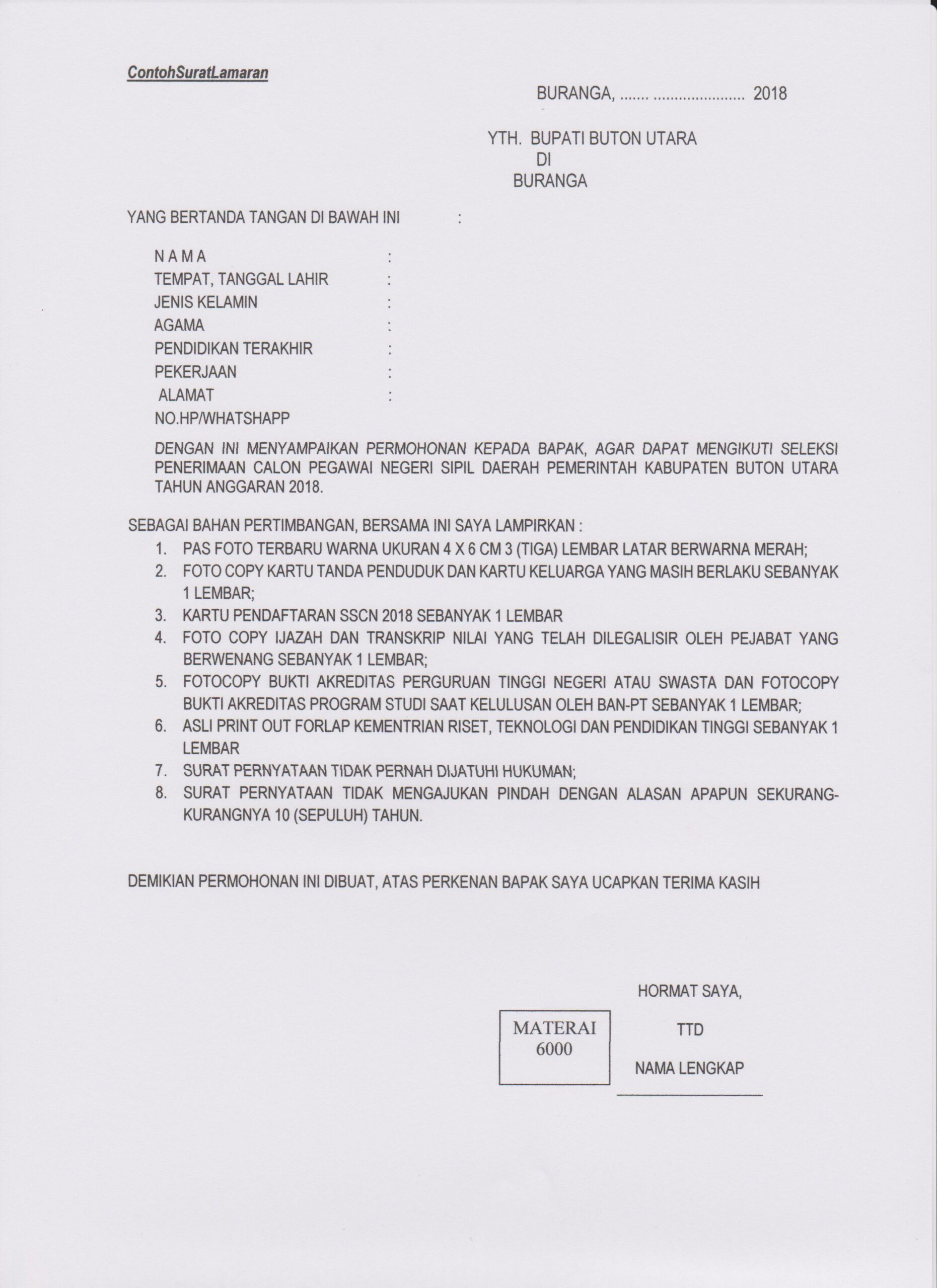 Contoh Surat Lamaran Cpns Kabupaten Bandung Barat 2019