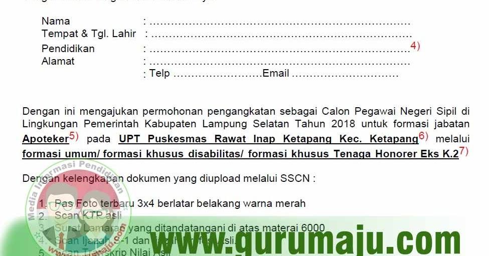 Contoh Surat Lamaran Cpns Kabupaten Lampung Seltan