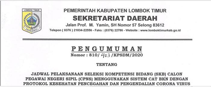 Contoh Surat Lamaran Cpns Kabupaten Lombok Timur 2019