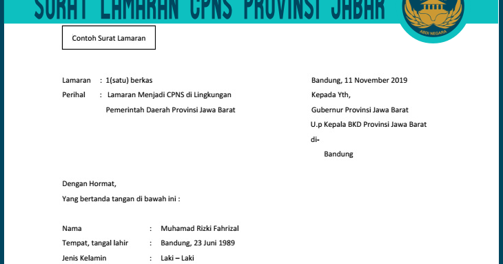 Contoh Surat Lamaran Cpns Kabupaten Pasuruan 2019
