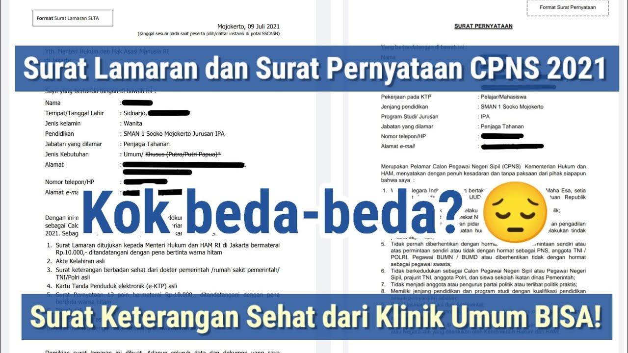 Contoh Surat Lamaran Cpns Kemenhukan