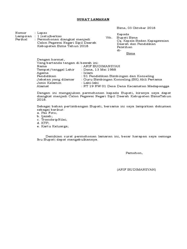 Contoh Surat Lamaran Cpns Kepada Walikota Surabaya