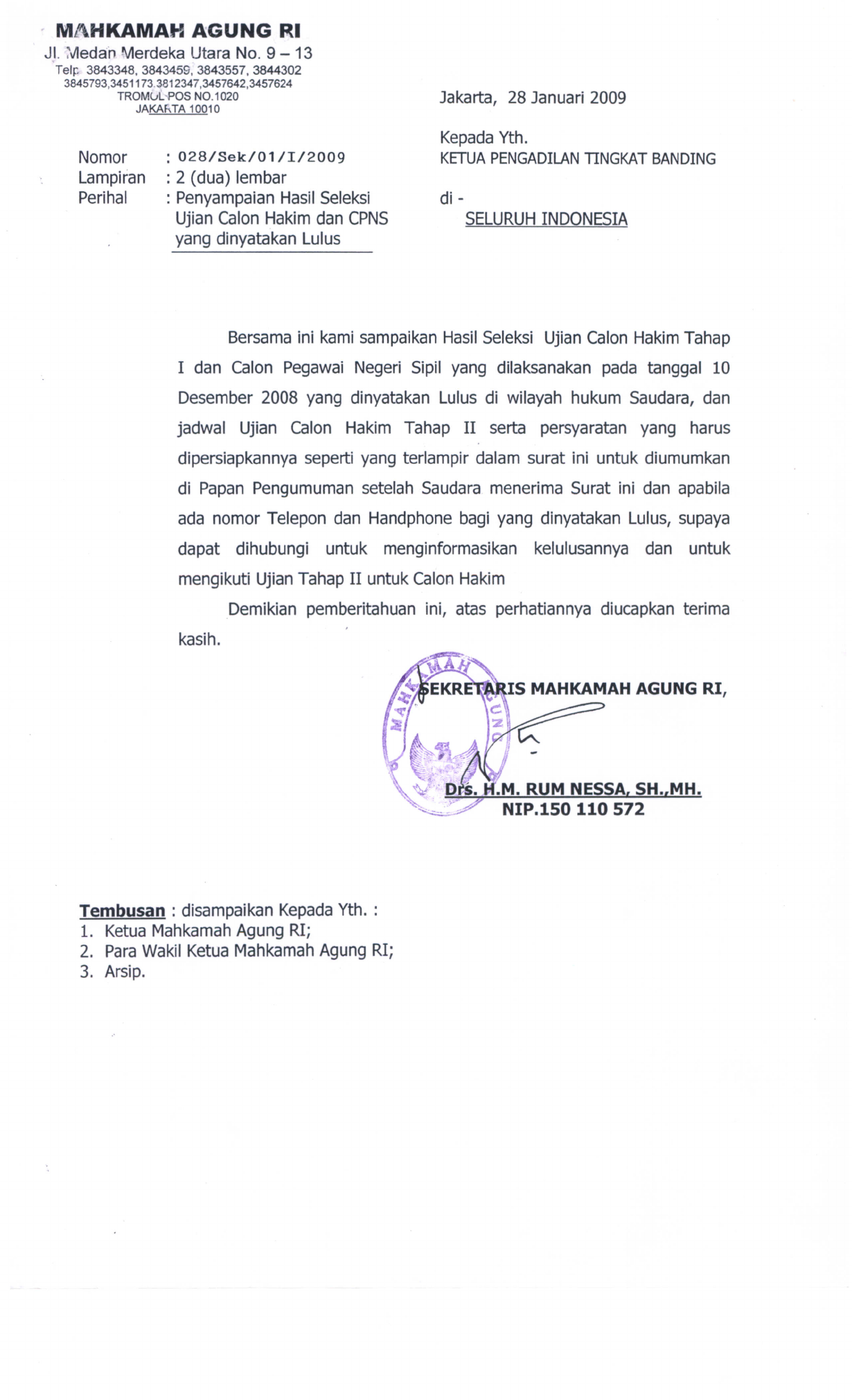 Contoh Surat Lamaran Cpns Kesekretariat Mri Ri