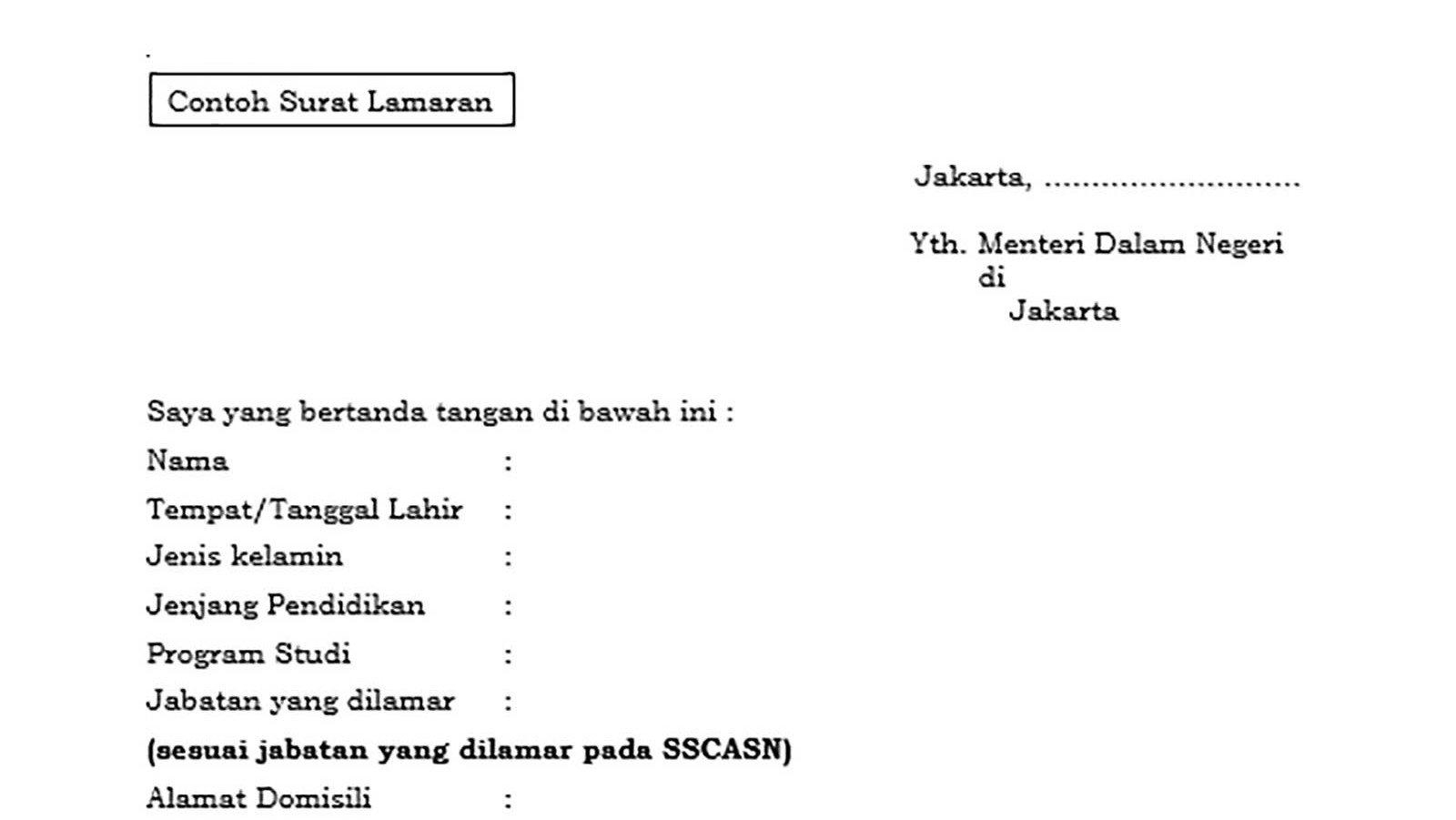Contoh Surat Lamaran Cpns Kota Lubuk Linggau
