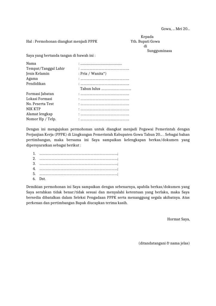 Contoh Surat Lamaran Cpns Kota Malang