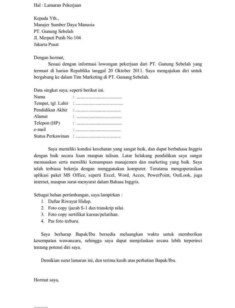 Contoh Surat Lamaran Cpns Kota Surakarta 2019
