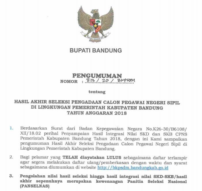 Contoh Surat Lamaran Cpns Pemerintah Kabupaten Bandung
