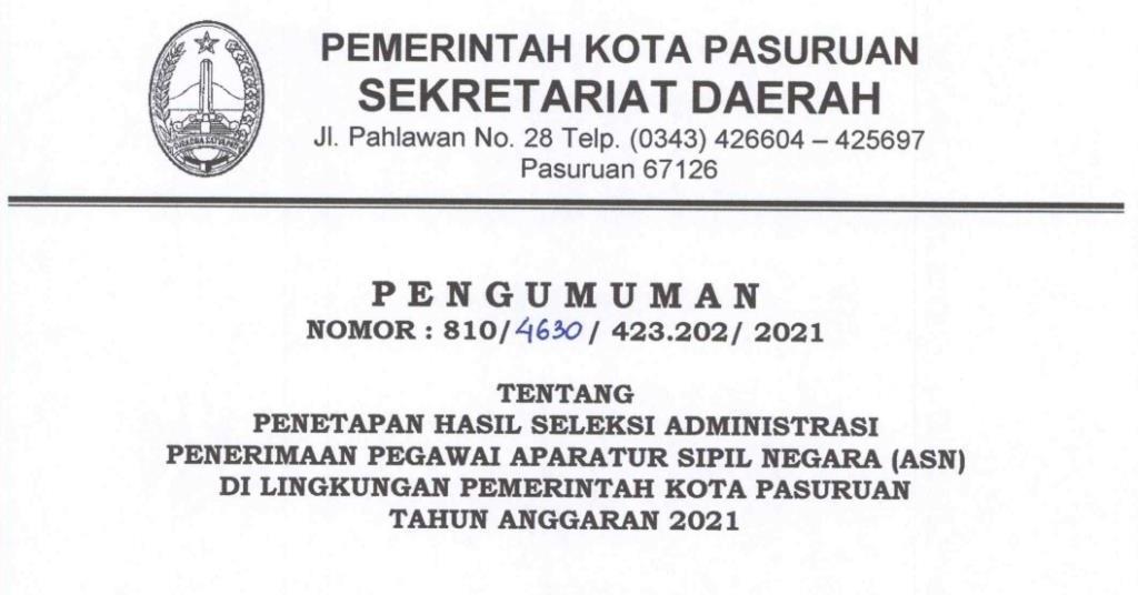 Contoh Surat Lamaran Cpns Pemerintah Kota Pasuruan